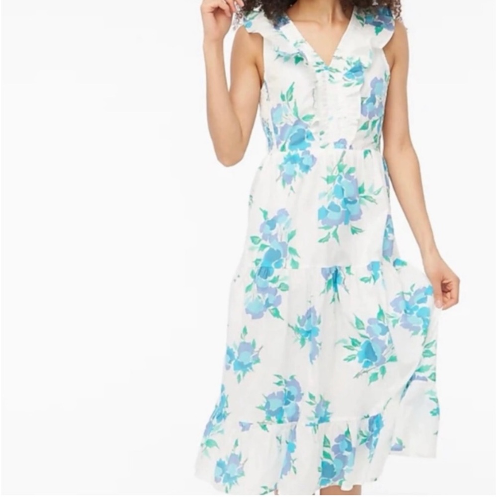 J Crew Floral V-Neck Midi Size 12